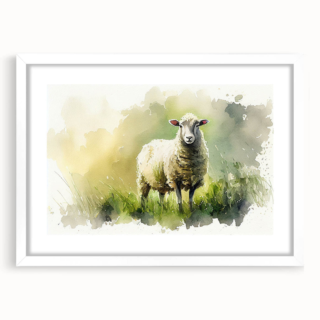Elegant framed wall art featuring a sheep design from the "Animals a Wild Life" collection, with a white mat and frame, perfect for rustic decor.