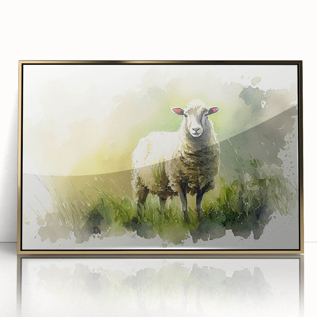Framed wall art featuring a detailed sheep design in a gold-acrylic finish, highlighting intricate textures and vibrant colors, ideal for home decor.