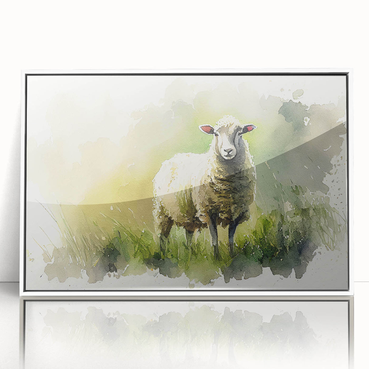 Framed wall art collection showcasing a whimsical sheep design in a white frame, perfect for adding a playful touch to home decor. Ideal for animal lovers and modern interiors.