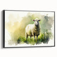 Framed canvas wall art showcasing a detailed sheep design with a black border, perfect for animal lovers and home decor enthusiasts, set against a light background.