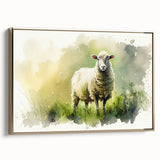 Framed wall art featuring a detailed sheep design with a gold border, showcasing a vibrant animal theme perfect for nature lovers and home decor enthusiasts. The canvas highlights intricate textures and colors, making it an eye-catching focal point for any room.