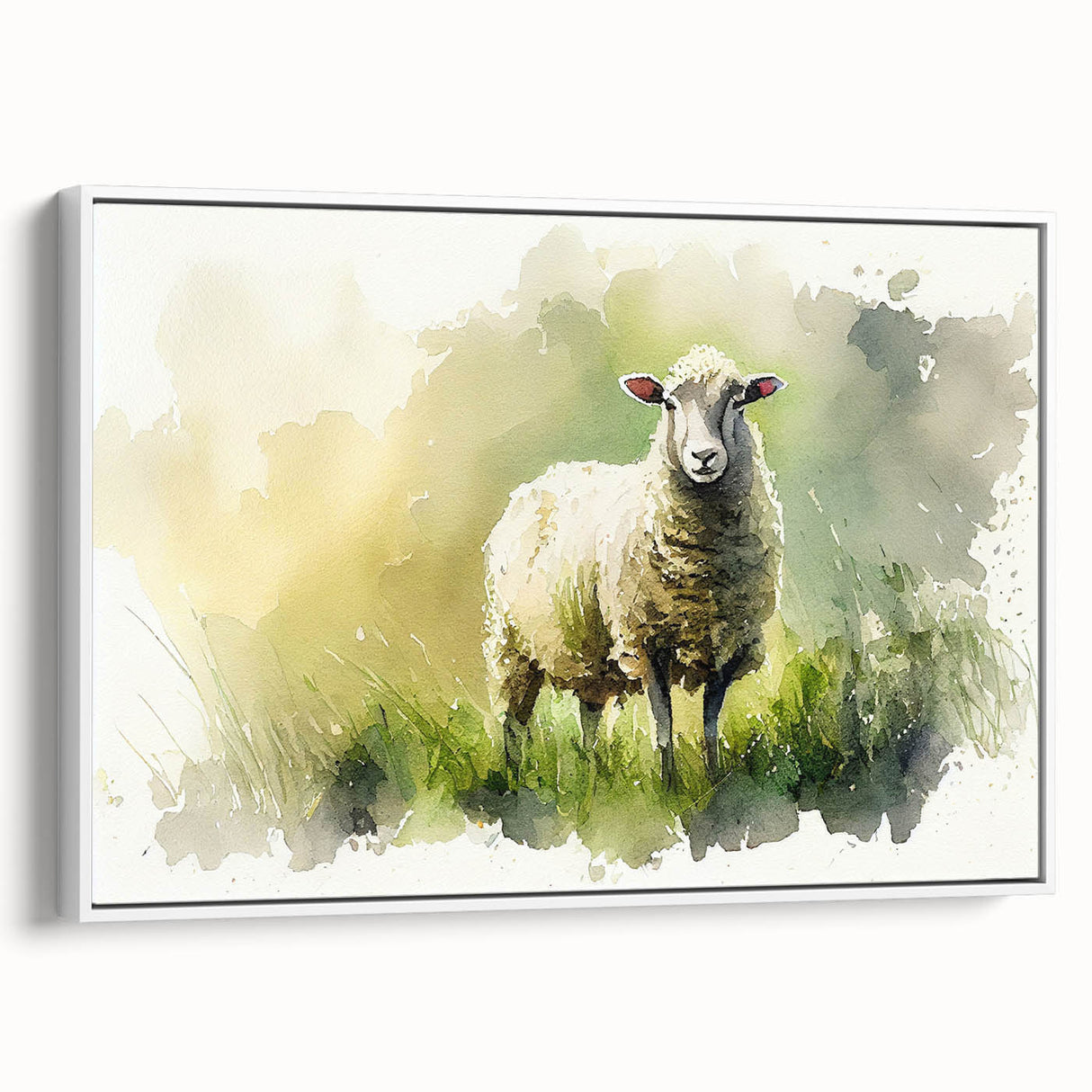 Framed wall art canvas showcasing a detailed design of a sheep in a natural setting, featuring soft colors and a modern aesthetic, ideal for animal lovers and home decor.