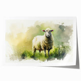 Rolled print of a whimsical sheep design featuring vibrant colors, perfect for animal lovers and home decor, showcasing artistic details and texture.