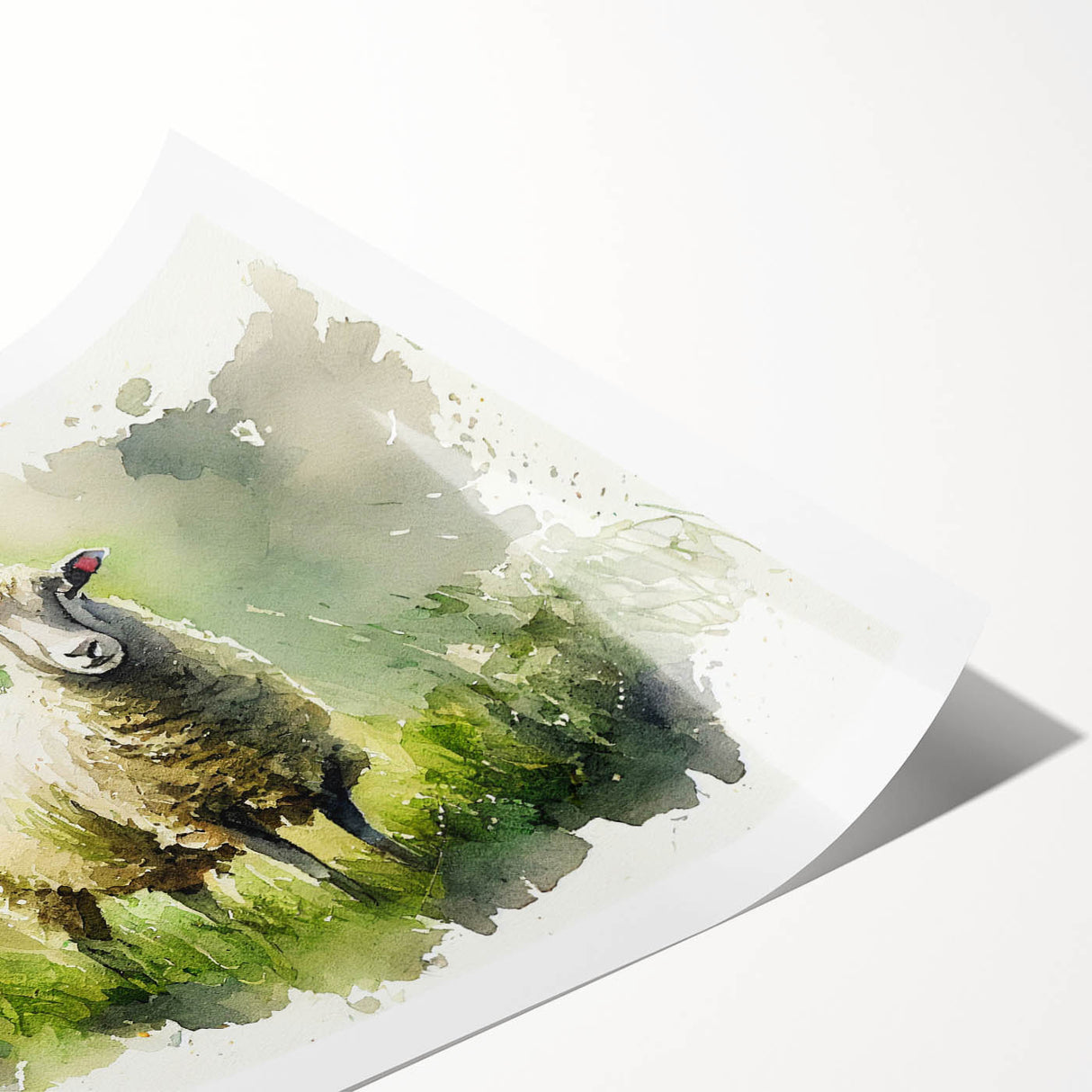 Rolled print of a whimsical sheep design wall art collection, showcasing vibrant colors and intricate details, perfect for adding a playful touch to home decor.