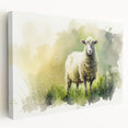 Stretched canvas wall art featuring a side view of a whimsical sheep design, showcasing vibrant colors and intricate details, perfect for animal lovers and home decor enthusiasts.
