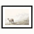 Framed wall art showcasing a black sheep design from the "Animals: A Wild Life" collection, featuring a sleek black frame and mat, ideal for modern decor.