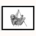 Framed wall art featuring a sloth design from the "Animals: A Wild Life" collection, showcased in a sleek black frame with a white mat, ideal for nature-themed decor.
