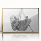 Framed acrylic wall art featuring a sloth design in vibrant colors, showcasing intricate details against a gold background, perfect for animal lovers and modern decor.