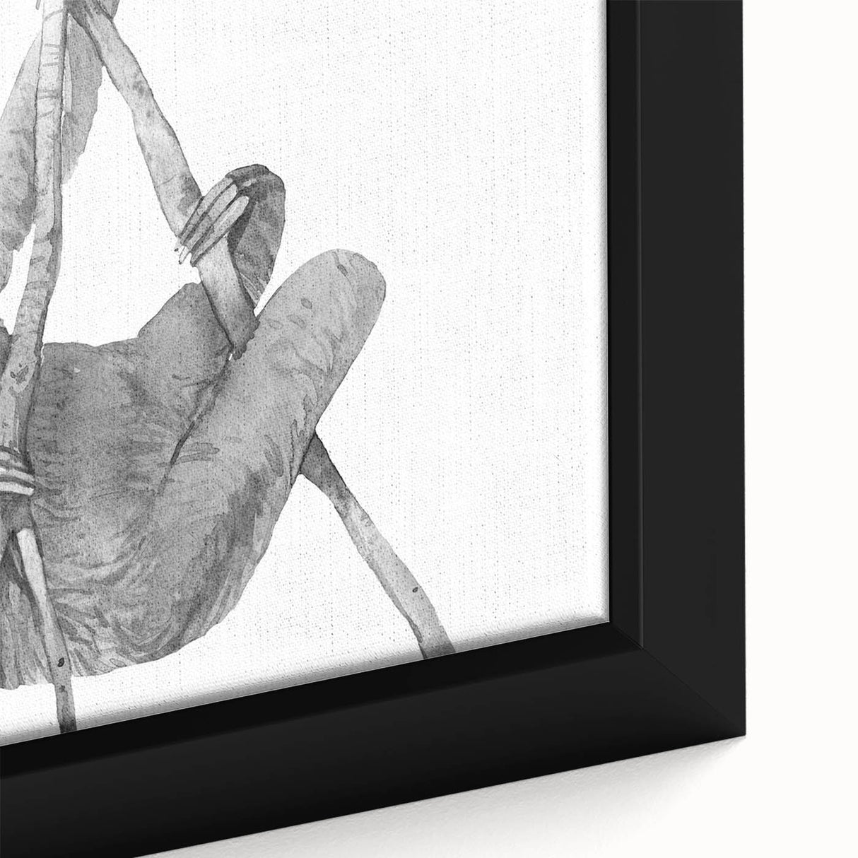 Close-up of a framed canvas wall art featuring a whimsical sloth design, showcasing vibrant colors and intricate details, perfect for animal lovers and home decor enthusiasts.