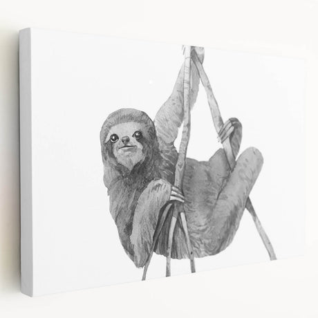 Stretched canvas wall art showcasing a vibrant sloth design, highlighting intricate details and rich colors, perfect for adding a whimsical touch to home decor.