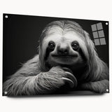 Side view of a sloth-themed wall art piece from the "Animals: A Wild Life" collection, featuring vibrant acrylic glass and pin mounting for easy display. This colorful design captures the essence of wildlife art, perfect for nature lovers looking to enhance their decor.
