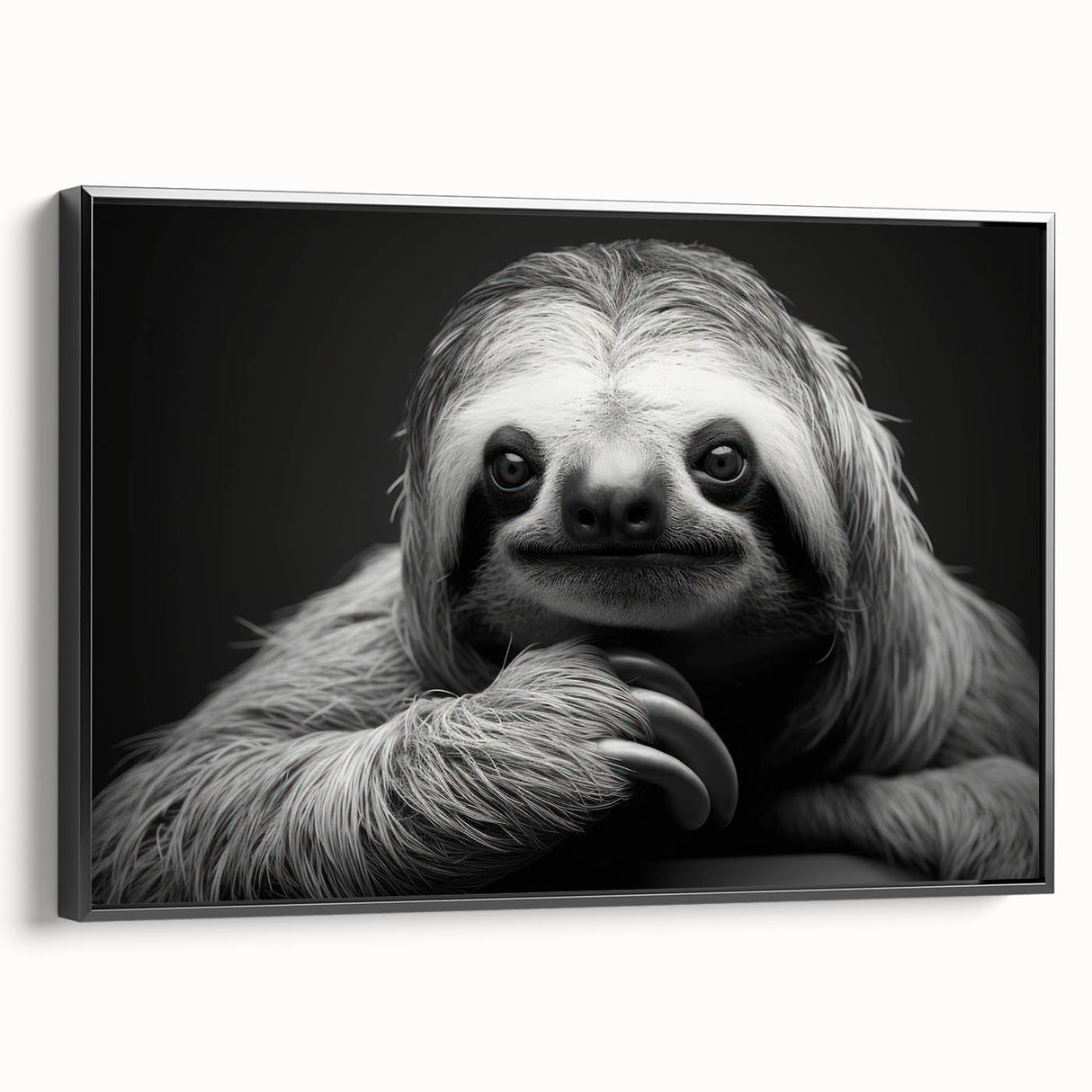 Framed canvas wall art showcasing a sloth design, featuring vibrant colors and intricate details, ideal for animal lovers and nature enthusiasts.