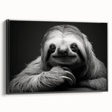 Framed canvas wall art showcasing a sloth design, featuring vibrant colors and intricate details, ideal for animal lovers and nature enthusiasts.