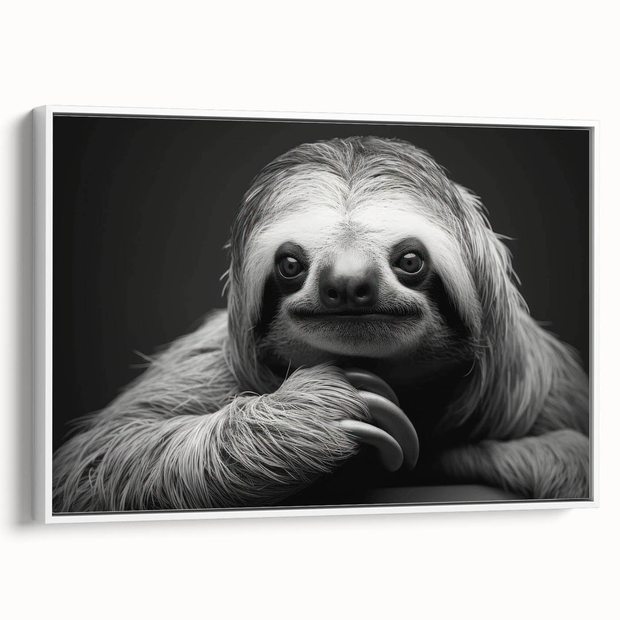 Framed canvas wall art featuring a whimsical sloth design, showcasing vibrant colors and intricate details, perfect for animal lovers' home decor.