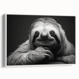 Framed canvas wall art featuring a whimsical sloth design, showcasing vibrant colors and intricate details, perfect for animal lovers' home decor.