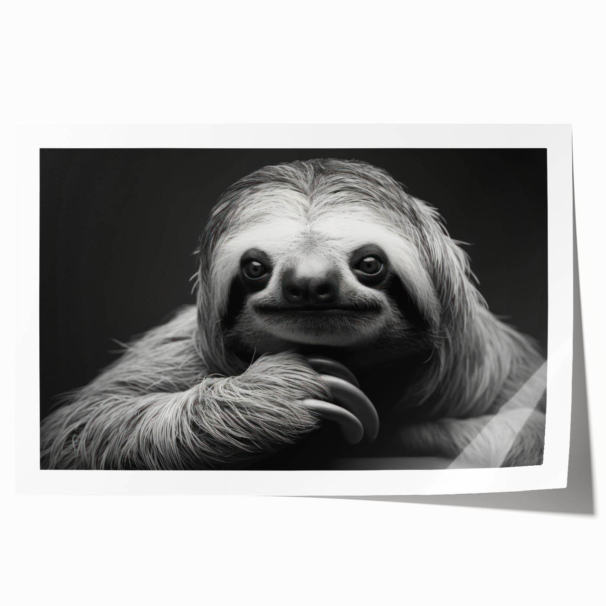 Sloth-themed wall art print showcasing vibrant colors and intricate details, rolled for easy shipping, perfect for nature lovers and home decor enthusiasts.