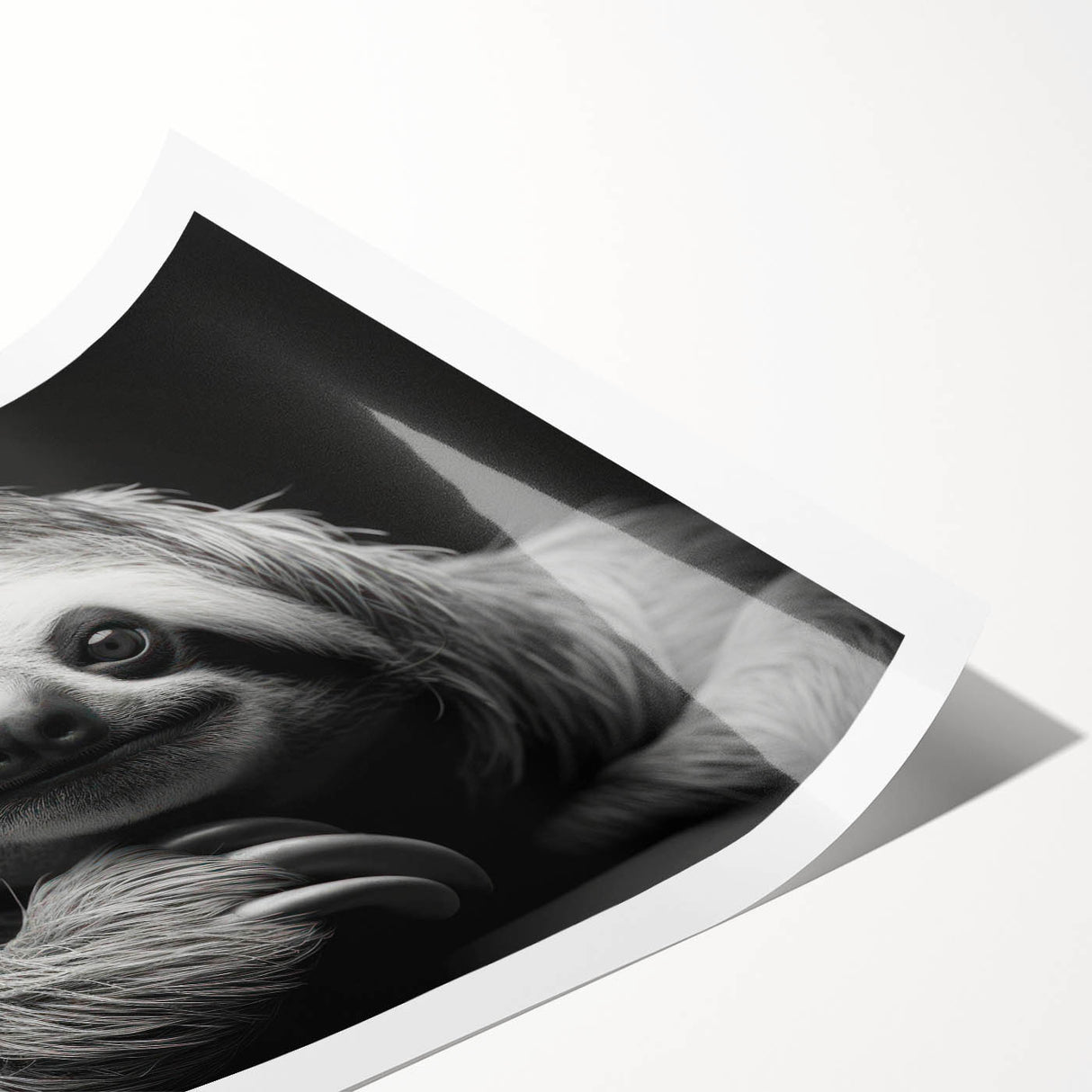 Sloth-themed wall art print showcasing vibrant colors and detailed design, rolled for easy shipping and display, ideal for animal lovers and home decor enthusiasts.