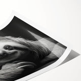 Sloth-themed wall art print showcasing vibrant colors and detailed design, rolled for easy shipping and display, ideal for animal lovers and home decor enthusiasts.