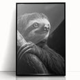 Framed wall art featuring a sloth design from the "Animals: A Wild Life" collection, showcasing a black frame and acrylic front for a sleek, modern look. Ideal for adding a whimsical touch to home decor.
