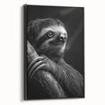Framed wall art featuring a beautifully designed sloth in a natural habitat, showcasing vibrant colors and intricate details, perfect for animal lovers and home decor enthusiasts.