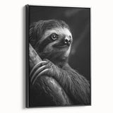Framed wall art featuring a beautifully designed sloth in a natural habitat, showcasing vibrant colors and intricate details, perfect for animal lovers and home decor enthusiasts.