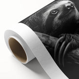 Rolled canvas artwork showcasing a whimsical sloth design against a vibrant jungle backdrop, perfect for animal lovers and nature-themed decor enthusiasts.