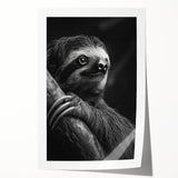 Sloth-themed wall art design showcasing a colorful, whimsical sloth hanging from a vibrant tree branch, perfect for adding a playful touch to home decor.