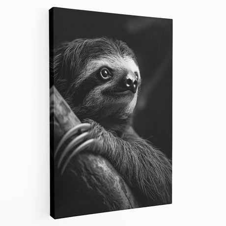 Sloth-themed wall art on stretched canvas showcasing a vivid design with intricate details, perfect for animal lovers and home decor enthusiasts.