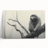 Sloth-themed wall art on stretched canvas, showcasing a vibrant design with lush greenery and a relaxed sloth hanging from a branch, perfect for wildlife enthusiasts.