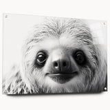 Acrylic wall art featuring a sloth design from the "Animals A Wild Life" collection, showcasing vibrant colors and a side view, mounted with decorative pins. Ideal for animal lovers and unique home decor.