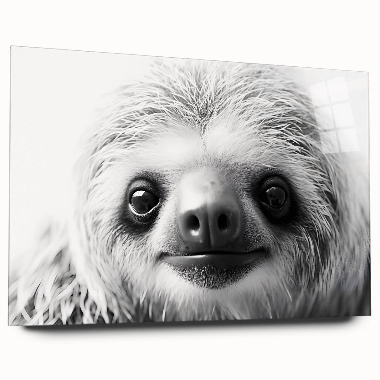 Acrylic wall art collection showcasing a sloth design in a vibrant, colorful depiction, displayed in a side view without pins, perfect for adding a whimsical touch to home décor.