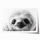 Sloth-themed wall art print featuring a vibrant, colorful design showcasing a sloth hanging from a branch, ideal for animal lovers and home decor enthusiasts. The rolled print is perfect for framing and adds a playful touch to any space.