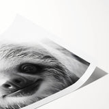 Sloth-themed wall art print showcasing vibrant colors and whimsical design, rolled and securely packaged in a cardboard tube for easy display and protection. Perfect for adding a touch of nature-inspired decor to any space.