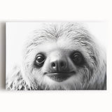 Sloth-themed wall art design on stretched canvas, showcasing vibrant colors and intricate details, perfect for animal lovers and nature-inspired decor.