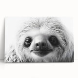 Sloth-themed wall art design on stretched canvas, showcasing vibrant colors and intricate details, perfect for animal lovers and home decor enthusiasts.