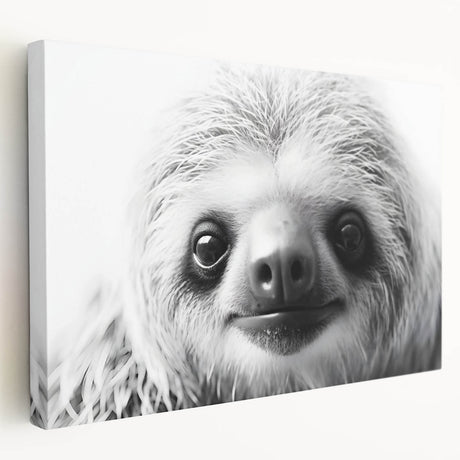 Stretched canvas wall art featuring a sloth design, showcasing vibrant colors and intricate details, perfect for wildlife enthusiasts and home decor.