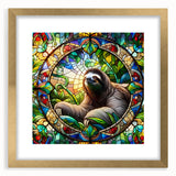 Framed wall art featuring a sloth design from the "Animals: A Wild Life" collection, showcasing a gold frame and mat, ideal for nature-inspired decor.