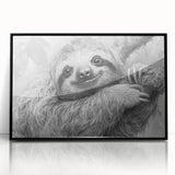 Framed acrylic wall art featuring a whimsical sloth design, showcasing vibrant colors and intricate details, ideal for animal lovers' home decor.