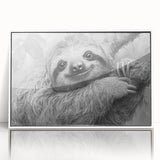 Framed wall art featuring a sloth design from the "Animals - A Wild Life" collection, showcasing vibrant colors and acrylic finish, perfect for nature lovers' decor.