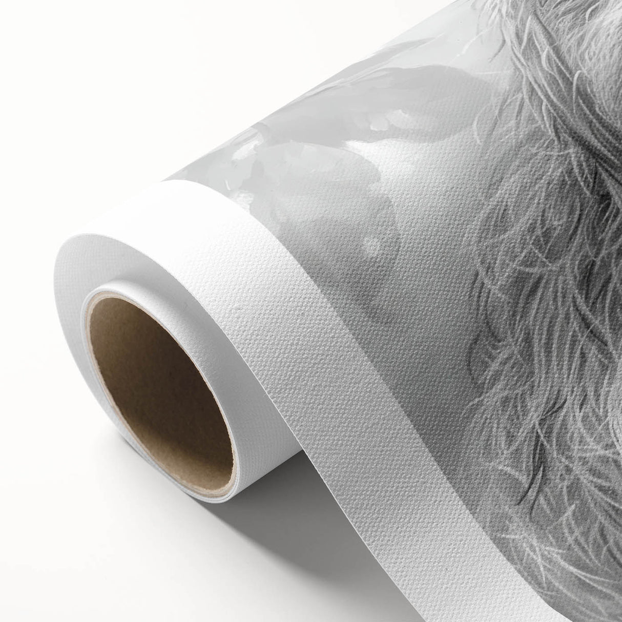 Rolled canvas showcasing a vibrant sloth design with lush tropical foliage, ideal for wildlife enthusiasts and home decor, packaged securely for delivery.