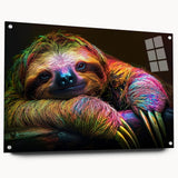 Acrylic glass wall art featuring a sloth design from the 'Animals A Wild Life' collection, showcasing vibrant colors and intricate details, designed for modern decor.