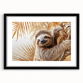 Framed wall art collection featuring a sloth design with a black mat and frame, showcasing vibrant colors and intricate details, perfect for wildlife enthusiasts.