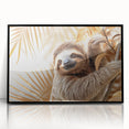 Framed acrylic wall art featuring a whimsical sloth design, showcased against a sleek black frame, perfect for adding a touch of charm to any room decor.