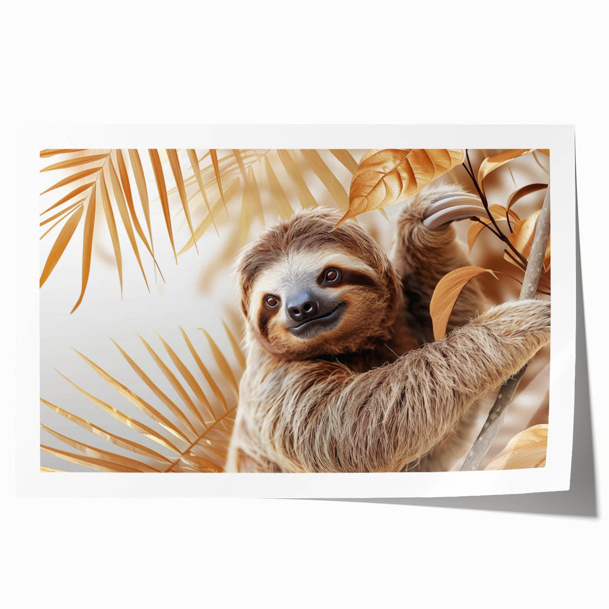Rolled wall art print featuring a sloth design from the Animals A Wild Life collection, showcasing detailed artwork in vibrant colors, perfect for animal lovers' decor.