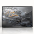 Framed wall art featuring a whimsical snail design on a vibrant green background, showcasing intricate details and a sleek black frame, perfect for animal lovers.