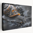 Stretched canvas wall art featuring a colorful snail design, showcasing intricate details and vibrant colors, perfect for nature enthusiasts and modern decor.