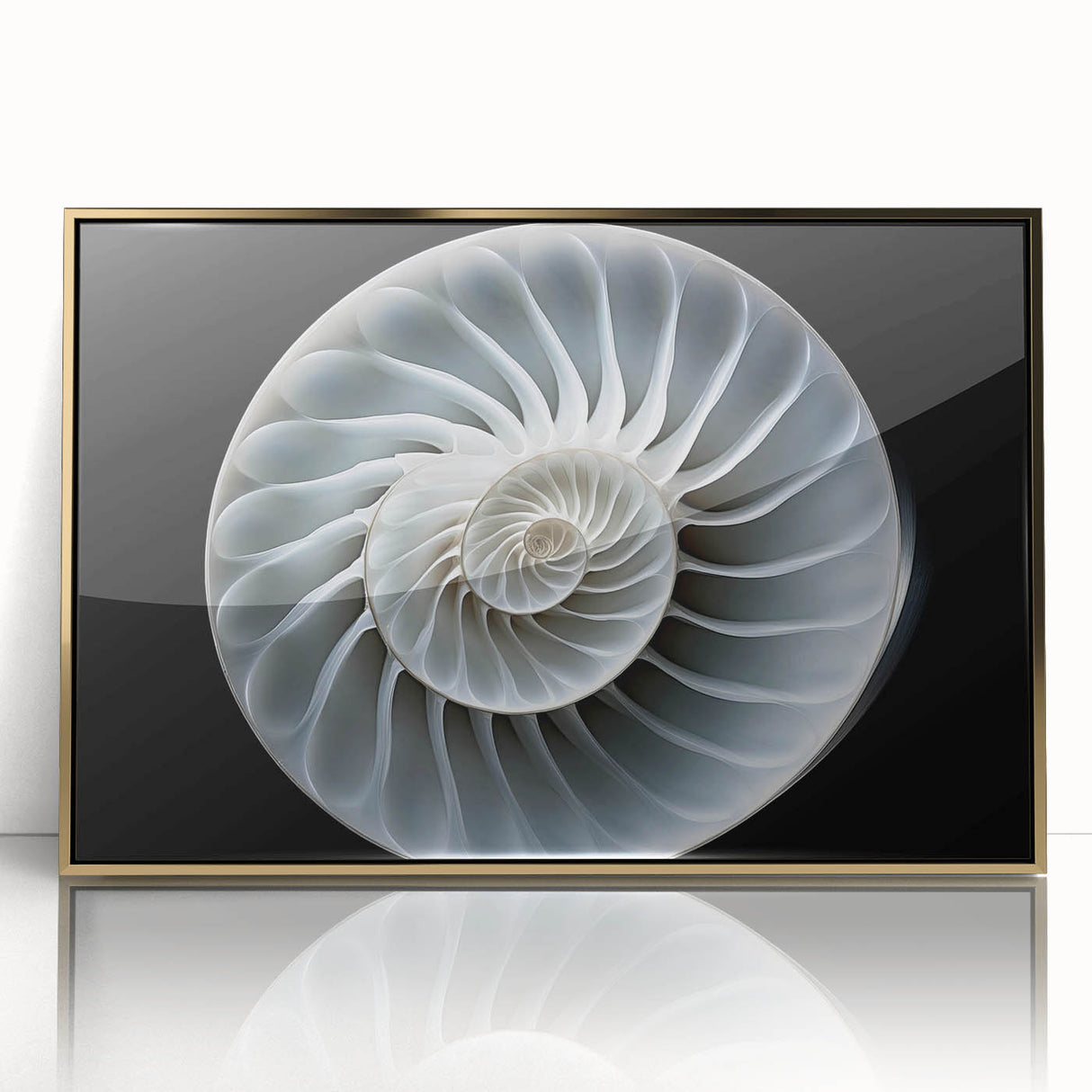 Framed acrylic wall art featuring a whimsical snail design with gold accents, set against a minimalist background. Perfect for nature-inspired decor.
