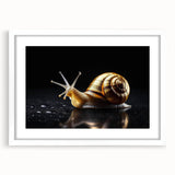 Framed wall art collection featuring a whimsical snail design with vibrant colors and intricate details, set against a white mat, perfect for children's decor or nature-themed spaces.