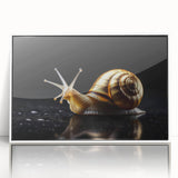 Framed acrylic wall art featuring a whimsical snail design, showcasing vibrant colors and intricate details, perfect for adding a playful touch to any decor.