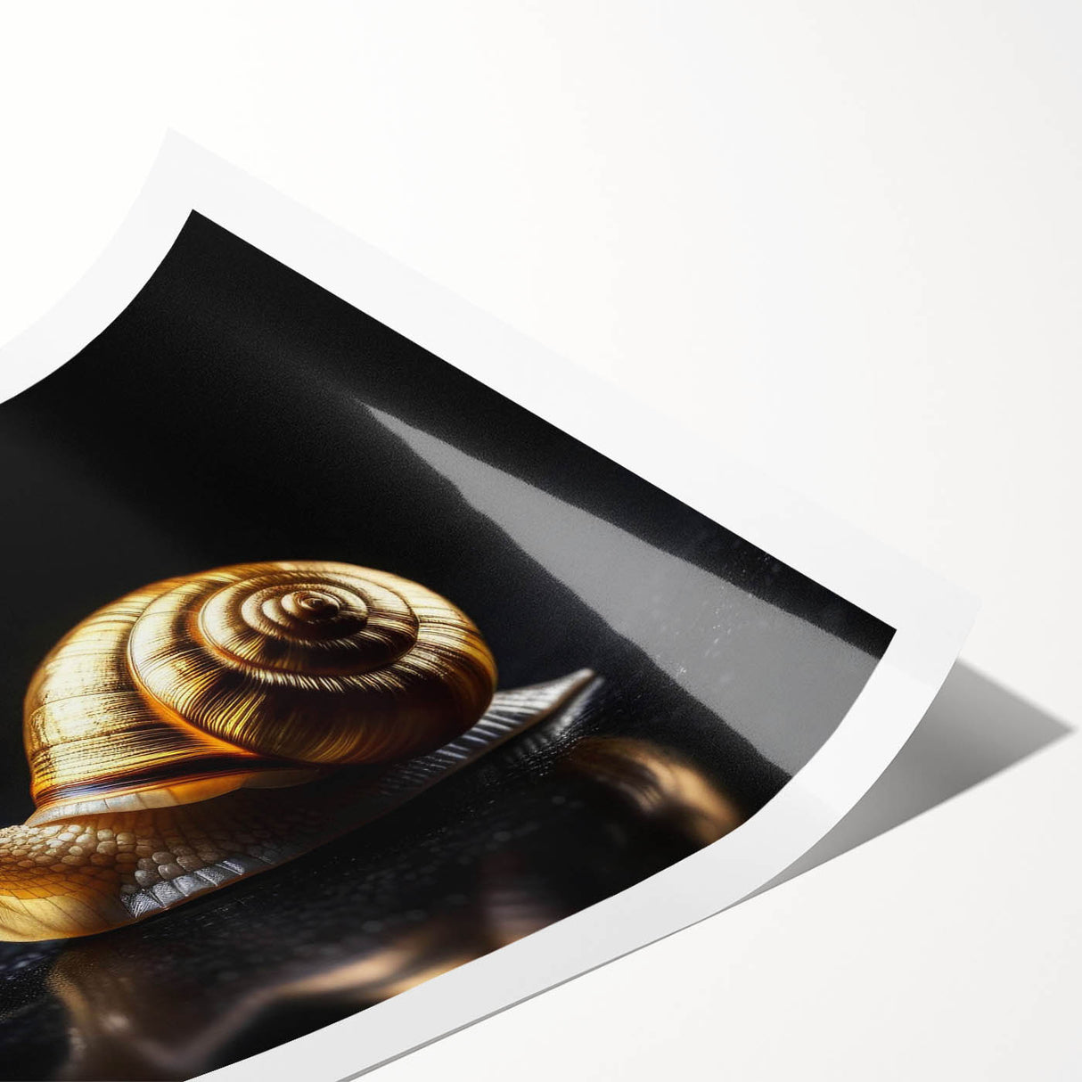 Snail-themed wall art print showcasing intricate designs and vibrant colors, rolled for easy shipping and display, perfect for nature enthusiasts and home decor.
